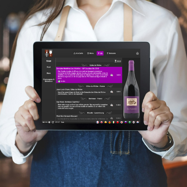 Interface application mobile pour menu digital - carte des vins - MenuTouch